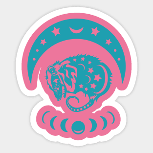 Teal and Pink Possum Sticker